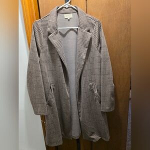 Checkered Open Trench Coat